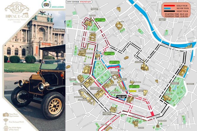 ( Night Tour ) With Private Guide + wine or prosecco - Vienna after dark from a vintage electric car