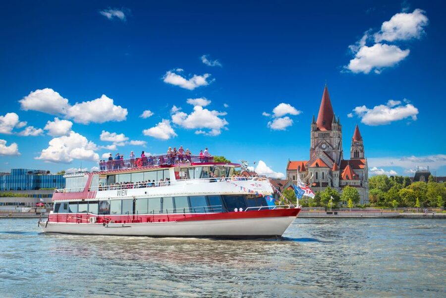 Vienna: Danube River Cruise w/ optional Viennese Specialties - Grain Silo, Stadium, and the Return to Reichsbrücke